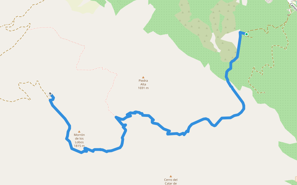 Camino a la Piedra de la Rendija walking route map in Puebla de Don Fadrique