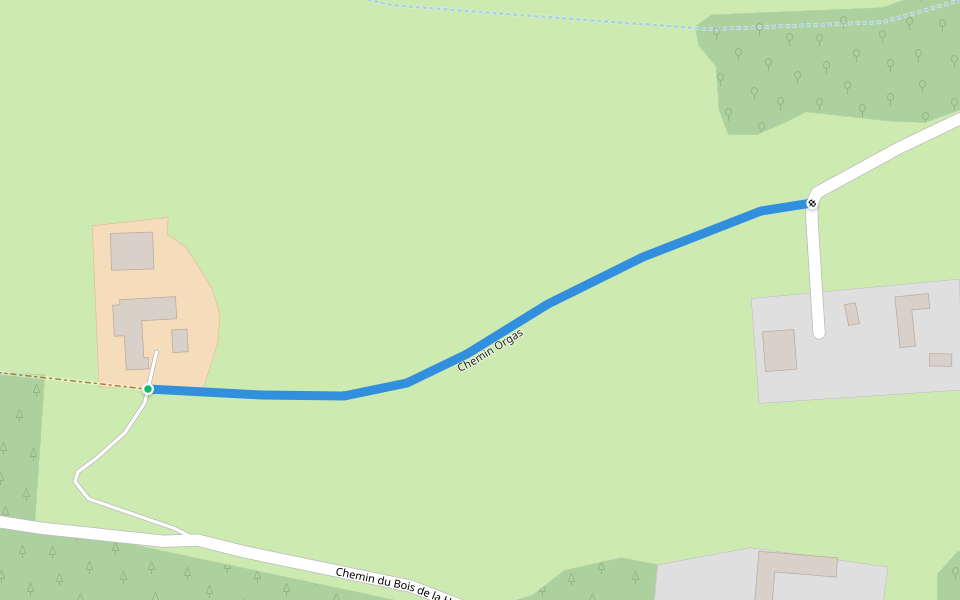Chemin Orgas walking route map in Bordes