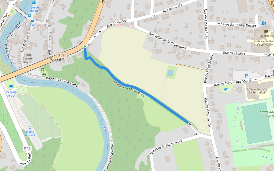 Chemin de Mont-en-Va walking route map in Lanvallay