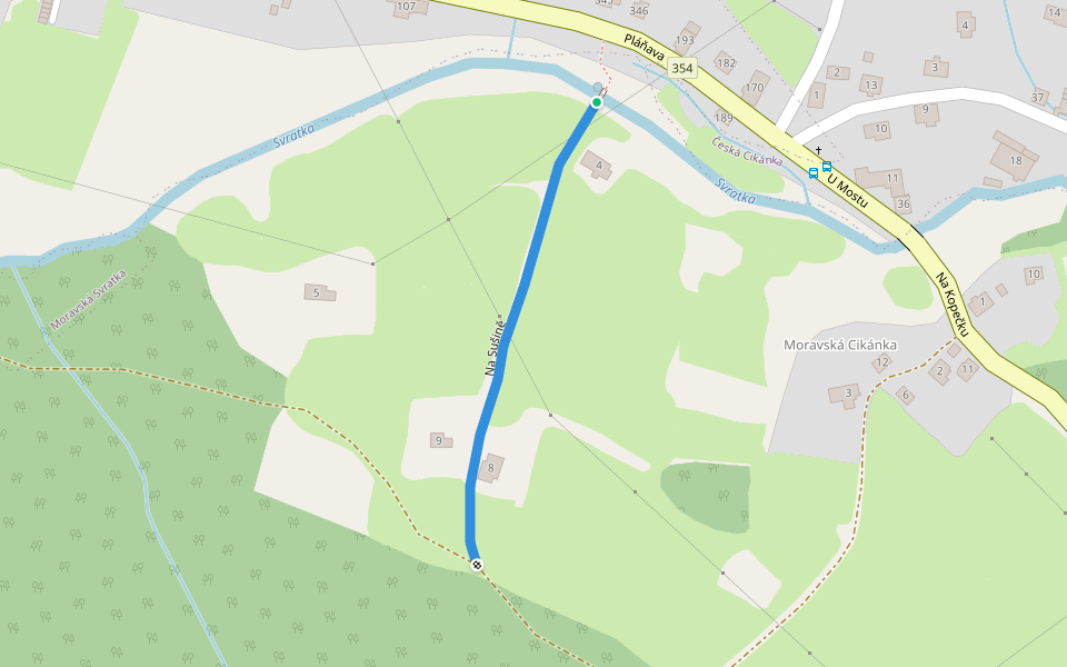 Na Sušině walking route map in Svratka