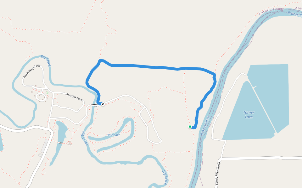 Bluestem Trail walking route map in Needville