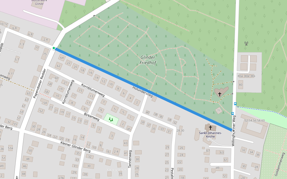 Holunderstieg walking route map in Glinde