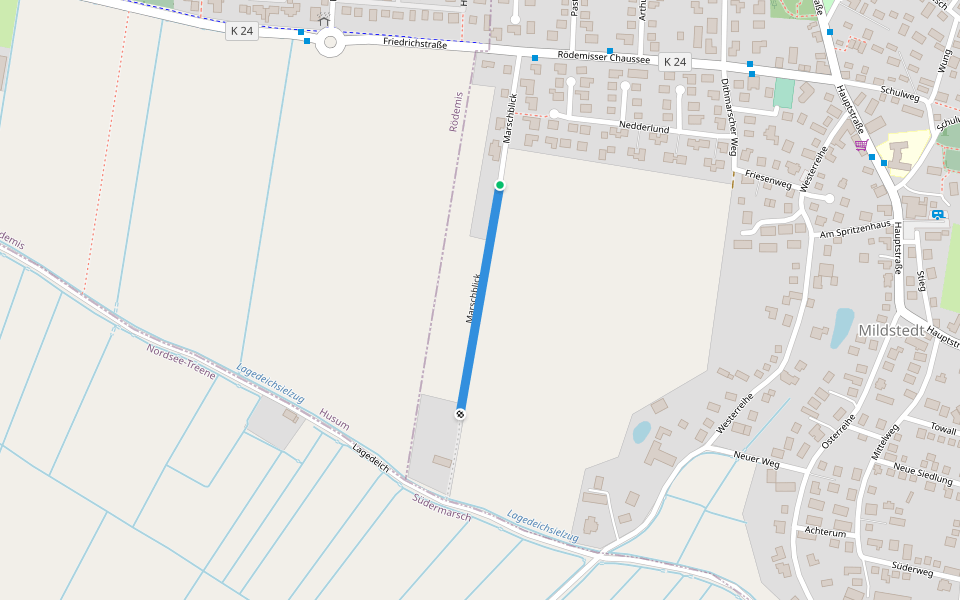 Marschblick walking route map in Mildstedt