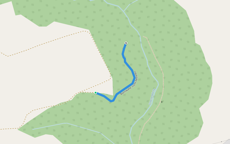 Bannwald, nicht betreten walking route map in Deggenhausertal