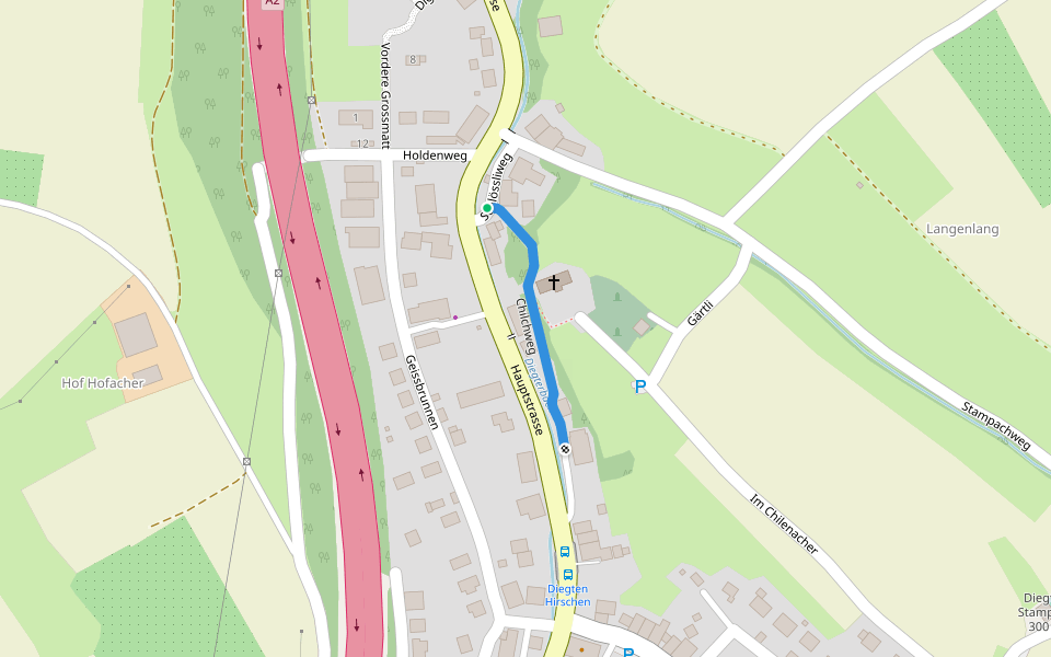 Chilchweg walking route map in Diegten