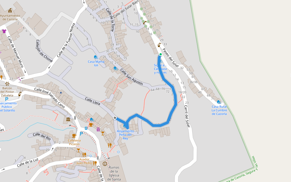 Calle Collazos walking route map in Cazorla