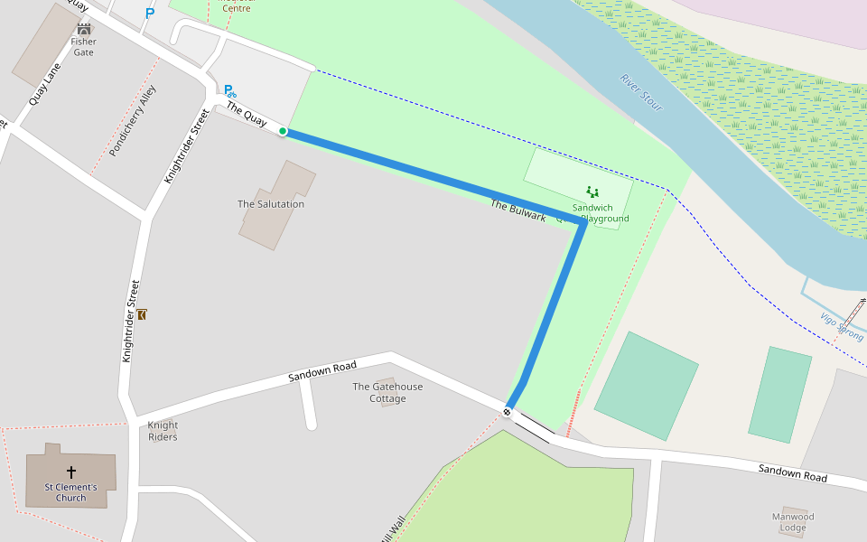 The Bulwark walking route map in Sandwich