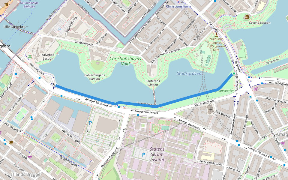 Enveloppevejen walking route map in Copenhagen