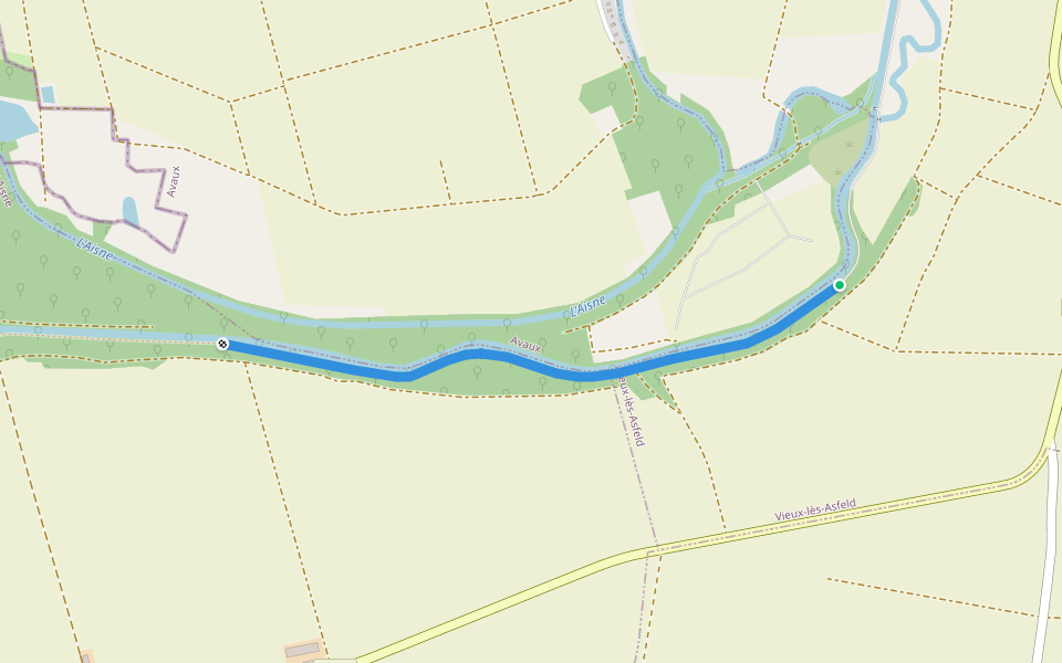Chemin de Halage walking route map in Vieux-lès-Asfeld