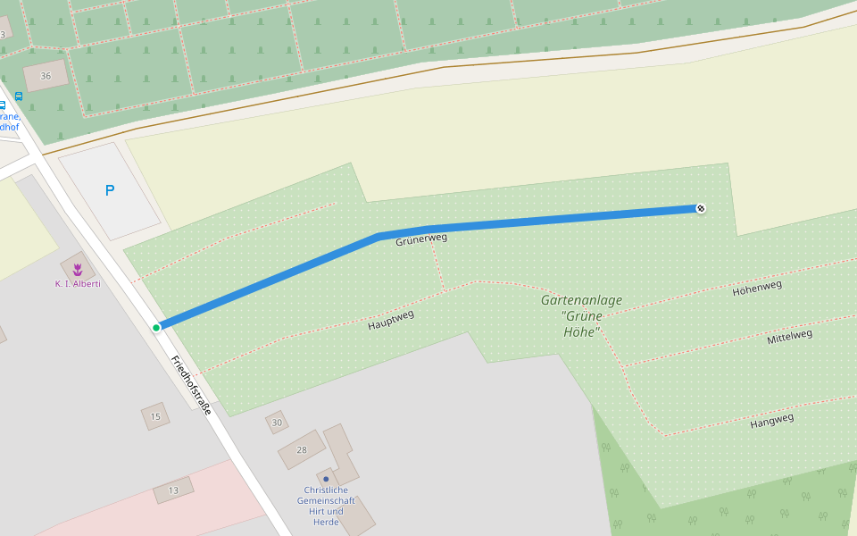 Grünerweg walking route map in Meerane