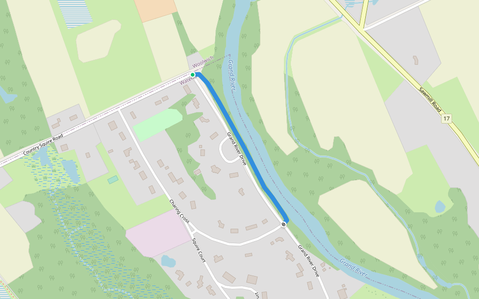 Walter Bean Grand River Trail side trail walking route map in Waterloo