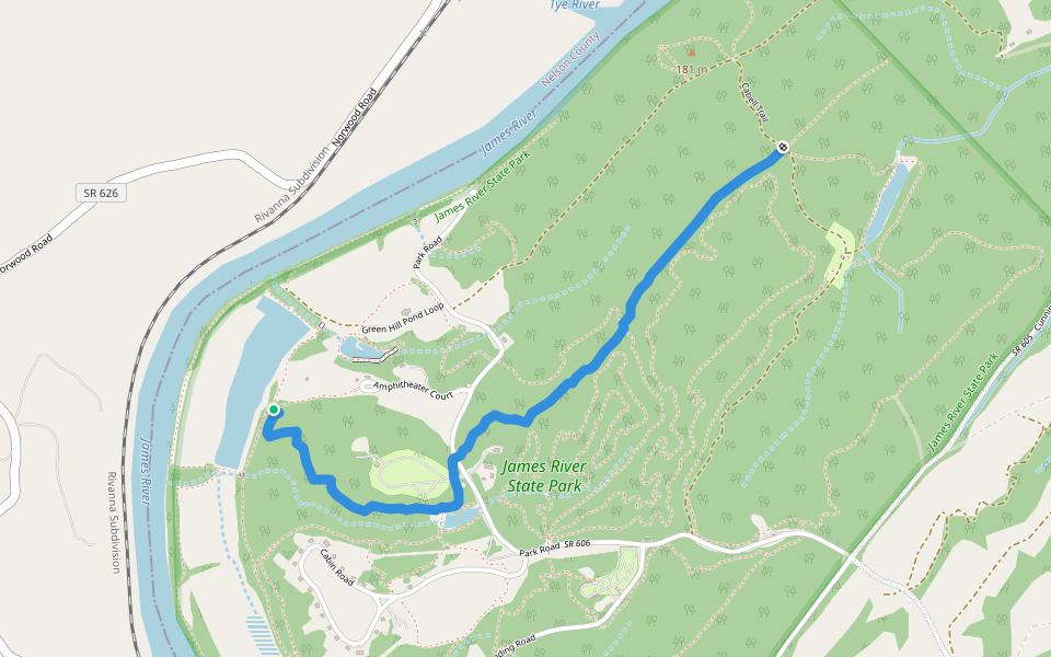 Cabell Trail walking route map in Gladstone
