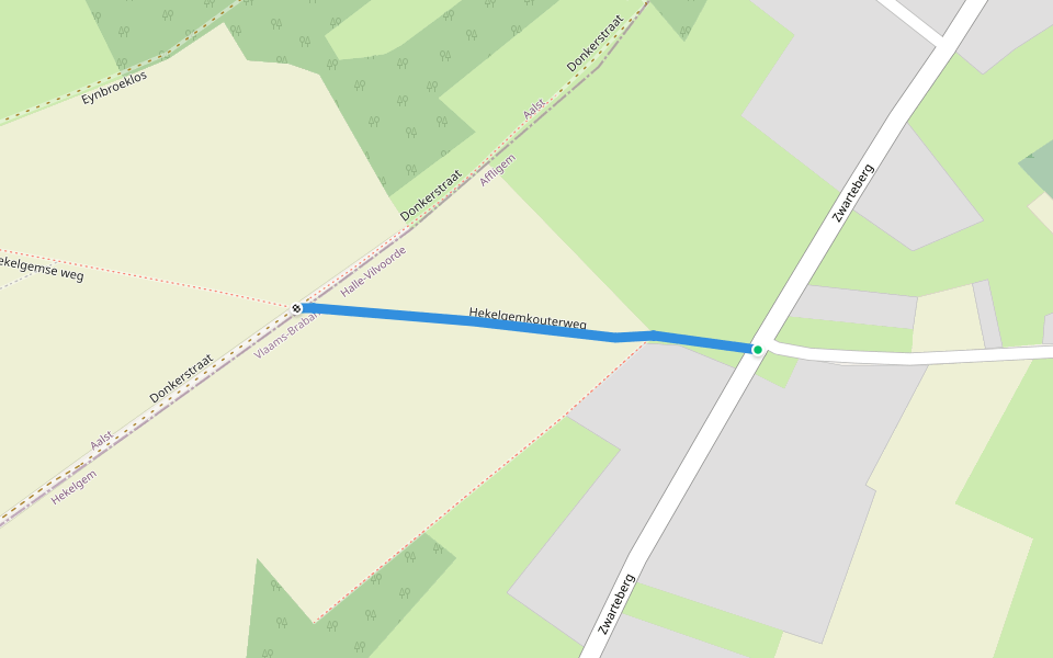 Hekelgemkouterweg walking route map in Affligem