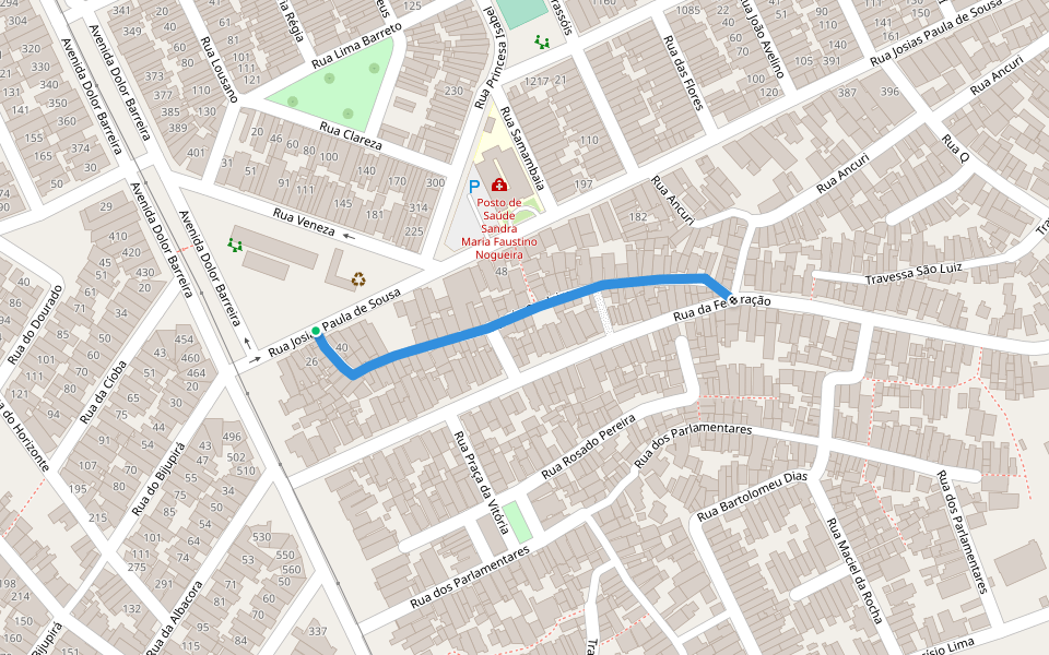 Rua Antônio Cordeiro walking route map in Fortaleza