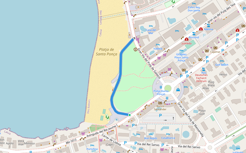 Carrer Balnari walking route map in Santa Ponça
