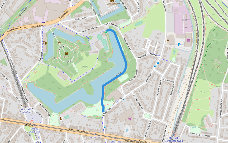 parkweg walking route map in Mortsel