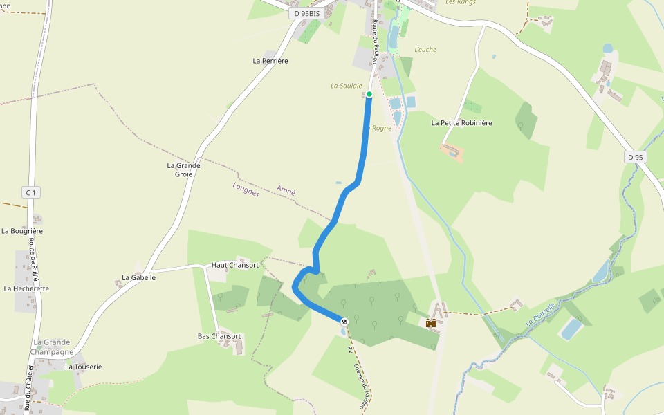 Chemin du Pavillon walking route map in Amné