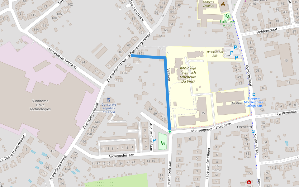 Veltweg walking route map in Edegem