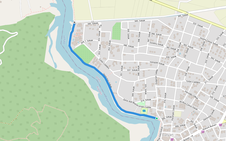 Sevgi Yolu walking route map in Dalyan