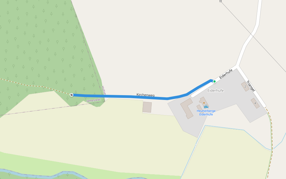 Kirchenweg walking route map in Holtsee