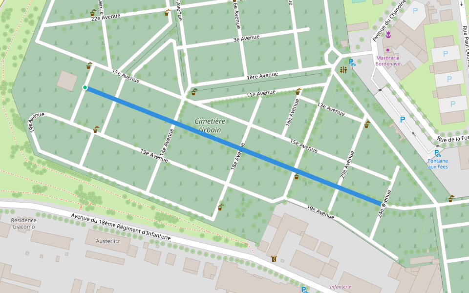 17e Avenue walking route map in Pau