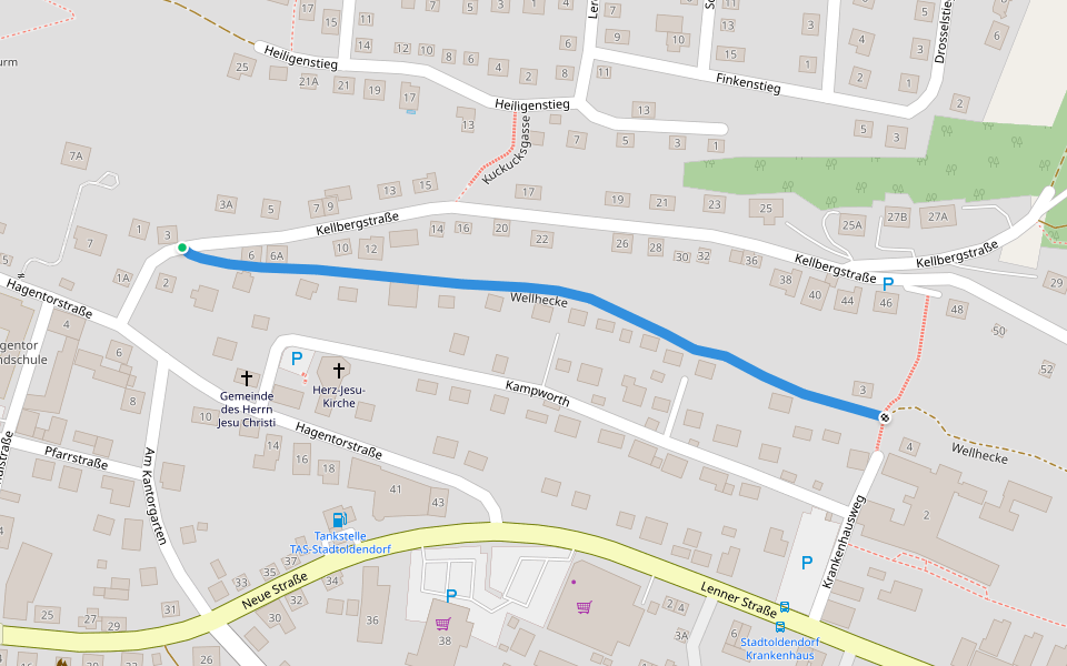 Wellhecke walking route map in Stadtoldendorf