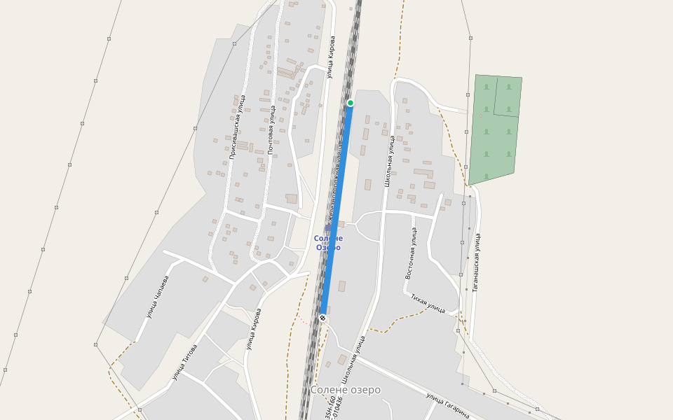 Железнодорожная улица walking route map in Solone Ozero