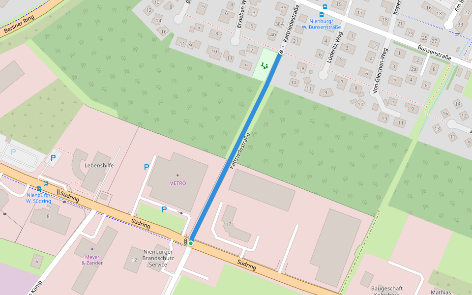 Kattriedestraße walking route map in Nienburg/Weser