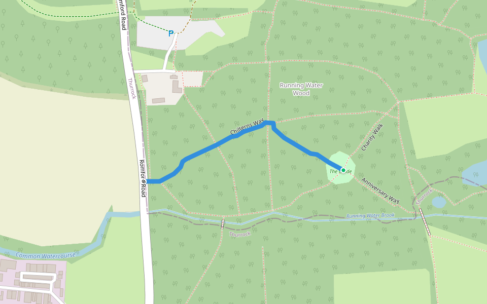 Chilterns Way walking route map in Aveley