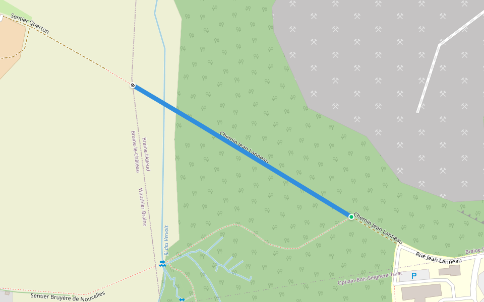 Chemin Jean Lanneau walking route map in Braine-l'Alleud