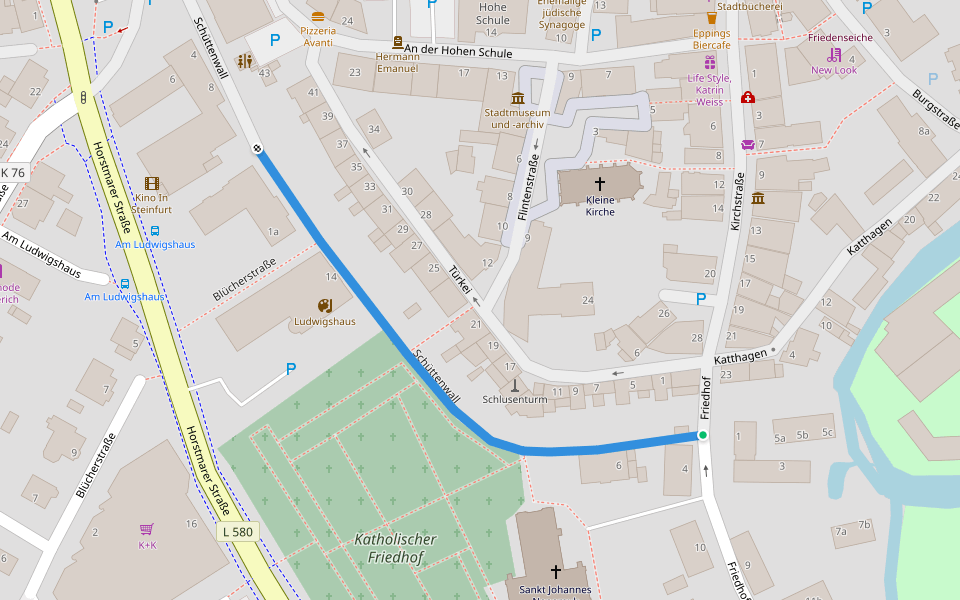Schüttenwall walking route map in Steinfurt