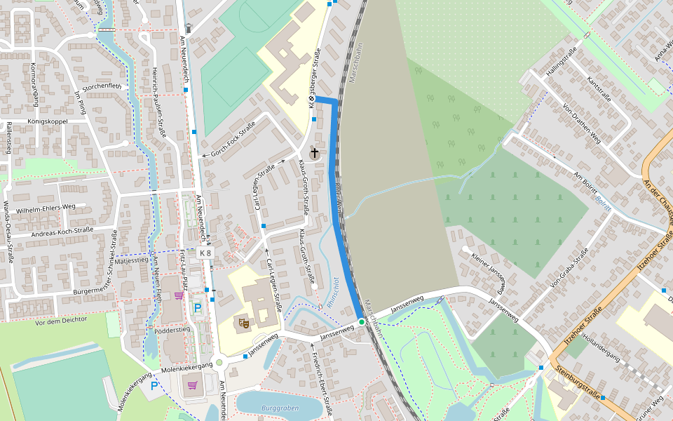 Roter Weg walking route map in Glückstadt