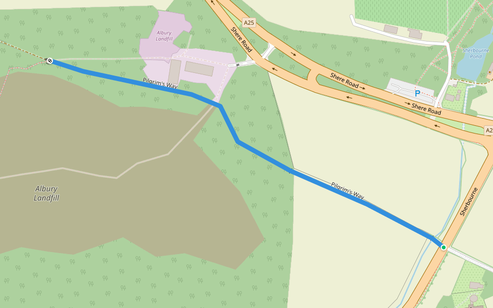 Pilgrim's Way walking route map in Albury