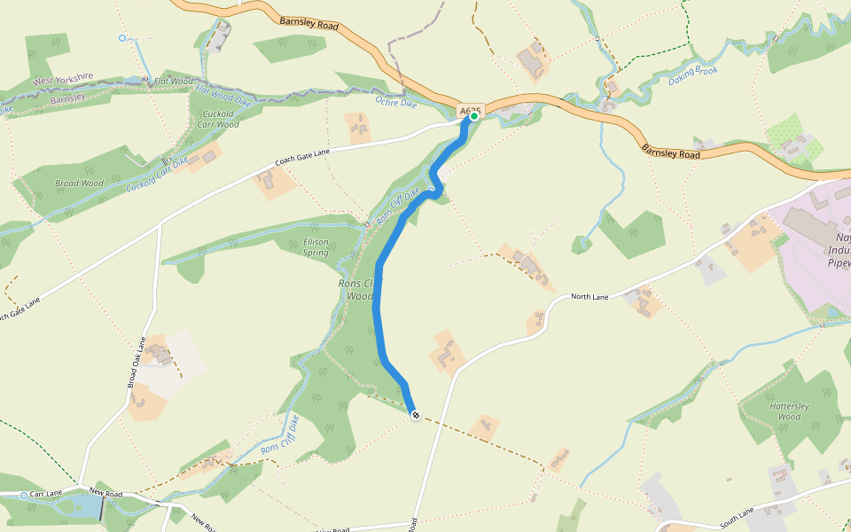 Heald Lane walking route map in Cawthorne