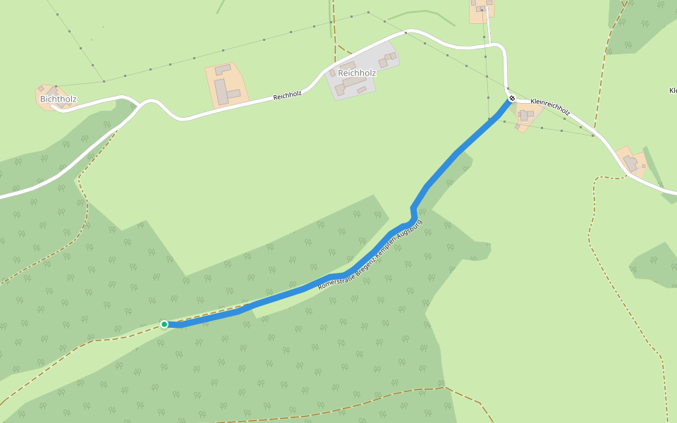 Römerstraße Bregenz-Kempten-Augsburg walking route map in Obergünzburg