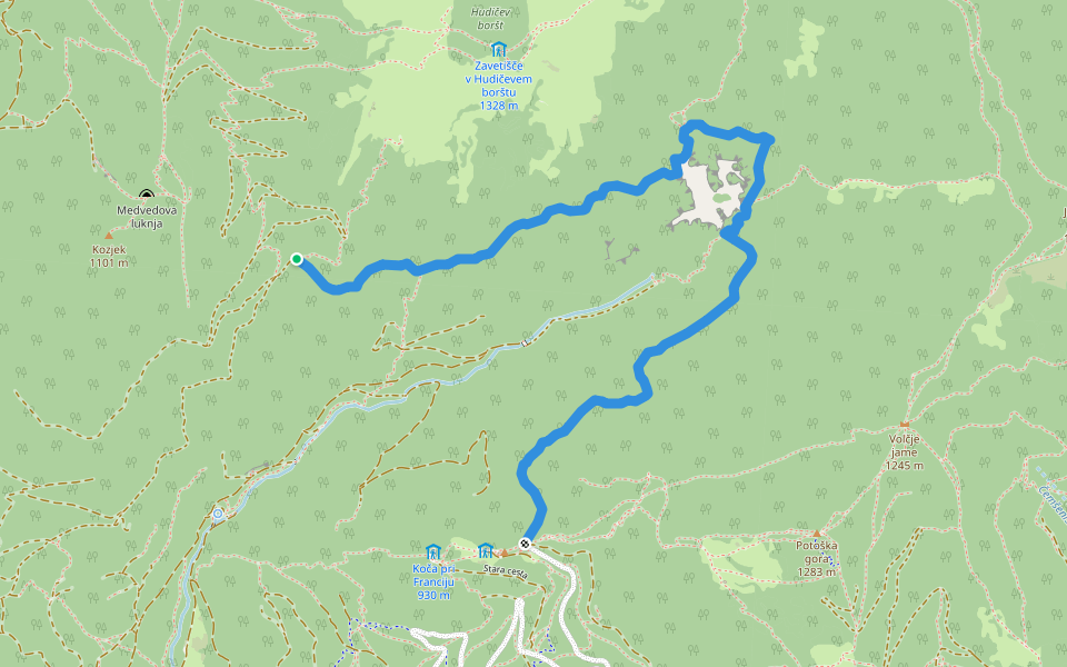 Konfinska pot walking route map in Mače