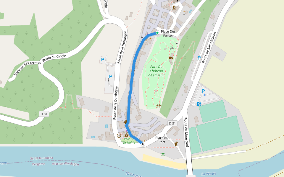 Rue du Port walking route map in Limeuil