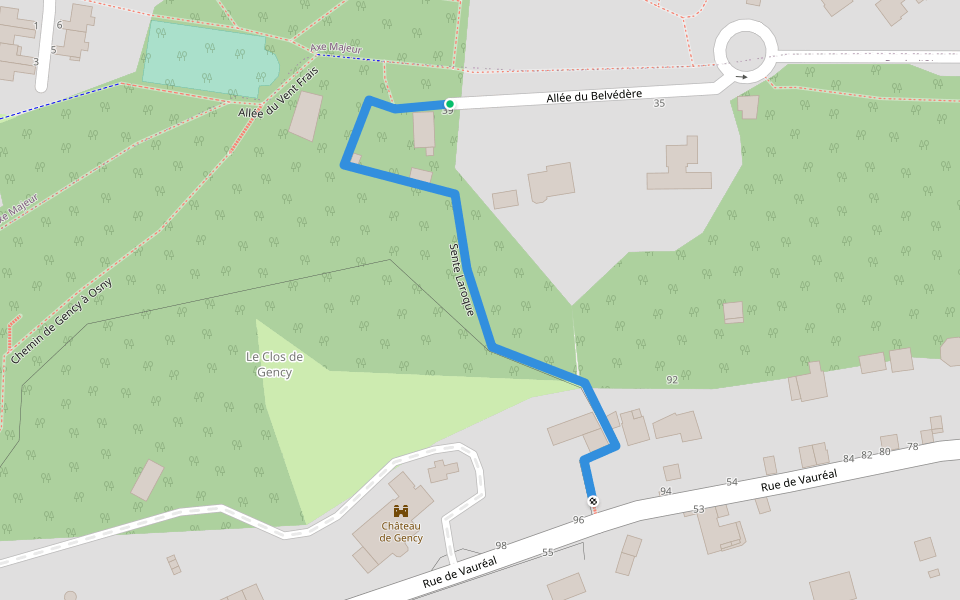 Sente Laroque walking route map in Cergy