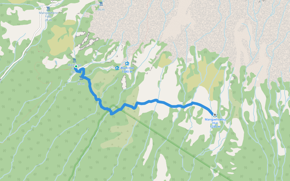 Mangaehuehu-Ohakune Mountain Road walking route map in Ohakune