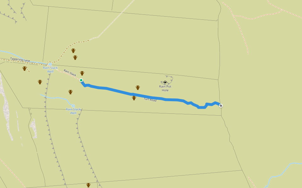 Turf Road walking route map in Kettlewell