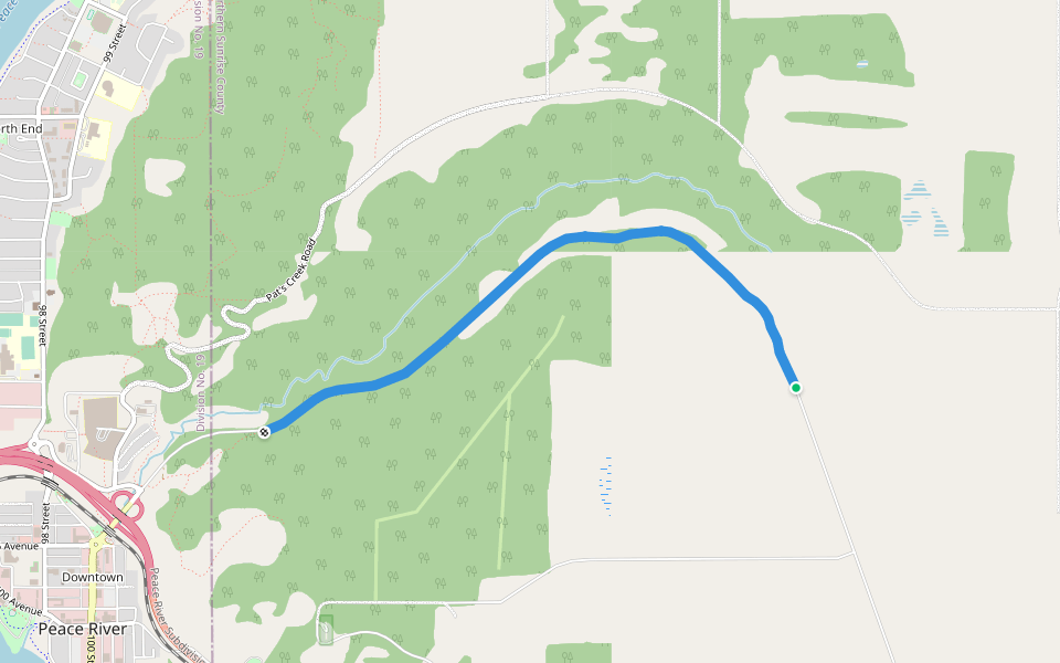 Pat's Creek Interpretive Trail walking route map in Saint Isidore