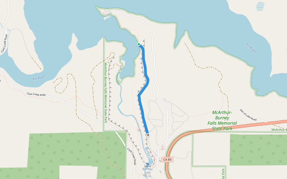 Rim Trail walking route map in Burney