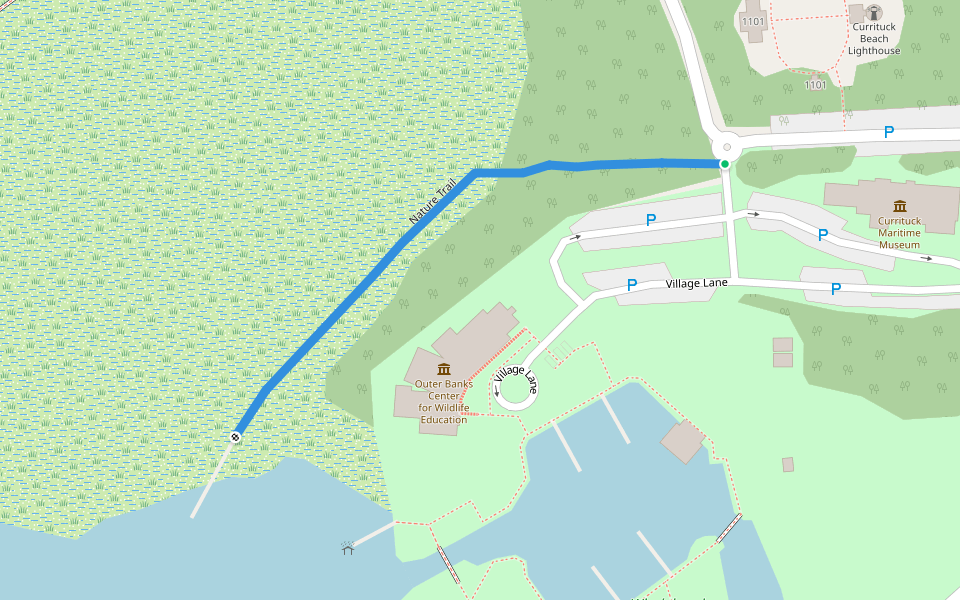 Nature Trail walking route map in Corolla