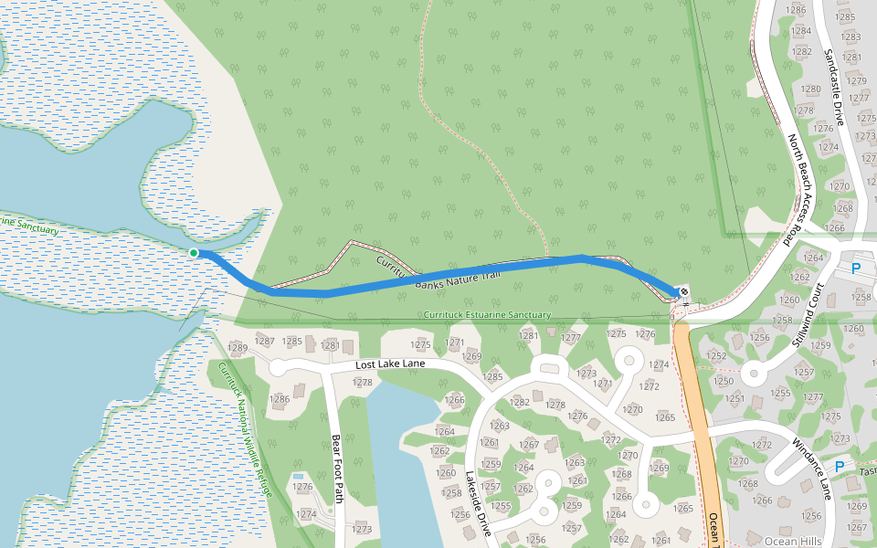Currituck Banks Nature Trail walking route map in Corolla