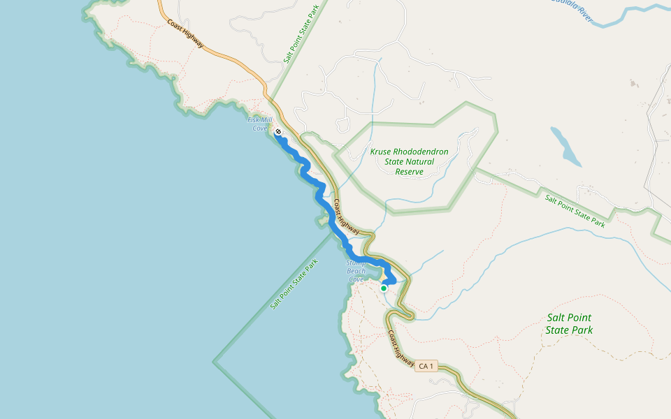 Bluff Trail walking route map in Jenner