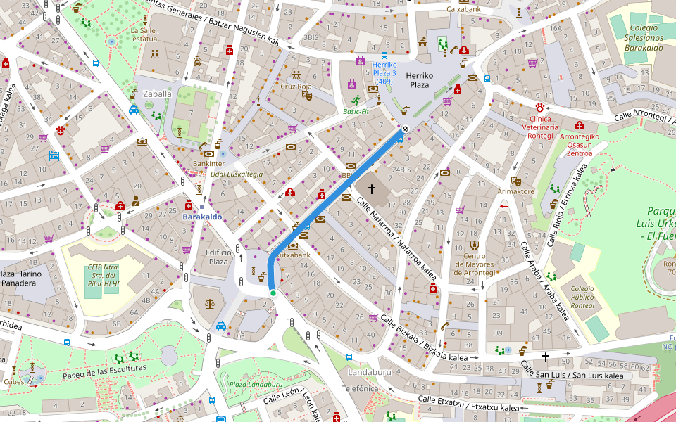 Paseo de los Fueros / Foruen pasealekua walking route map in Barakaldo