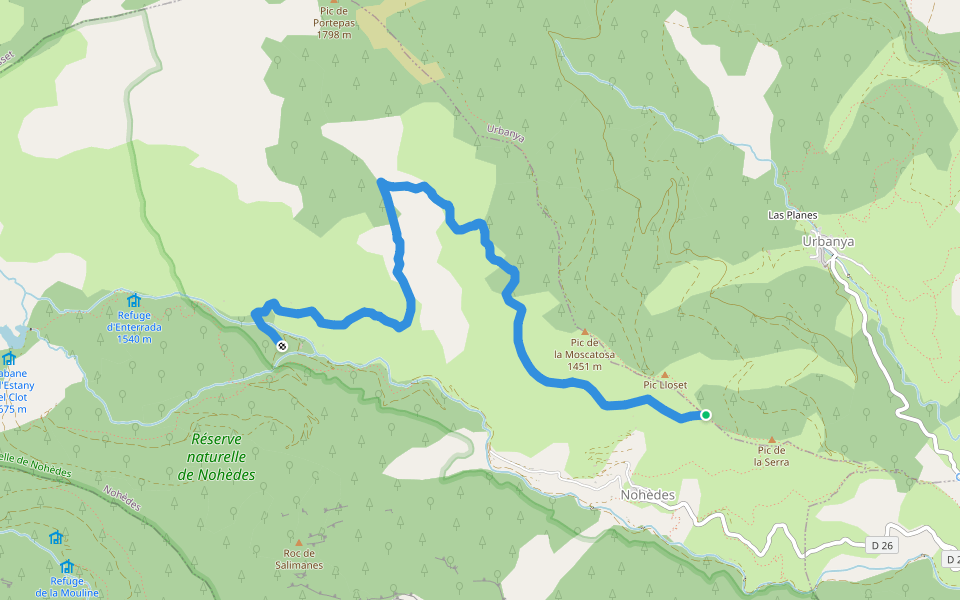 Canal de Nohedes walking route map in Urbanya