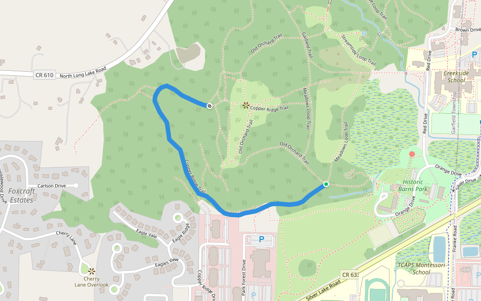 Copper Ridge walking route map in Traverse City