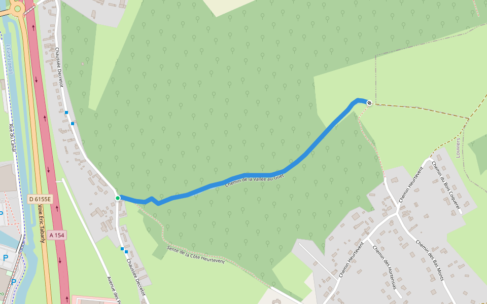 Chemin de la Vallée au Guet walking route map in Louviers