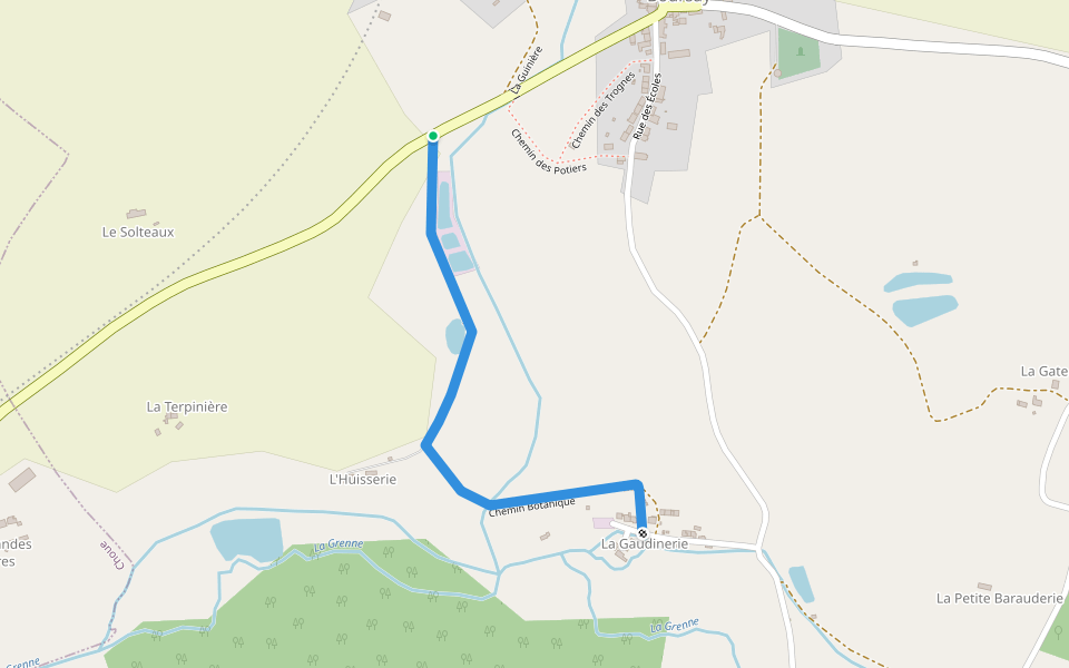 Chemin Botanique walking route map in Boursay